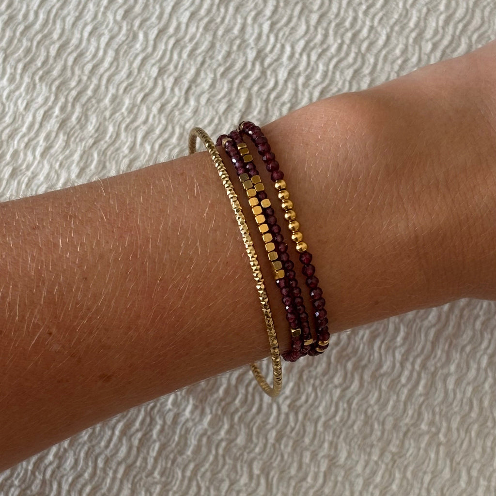Bracelet Elise double tour • Grenat rouge