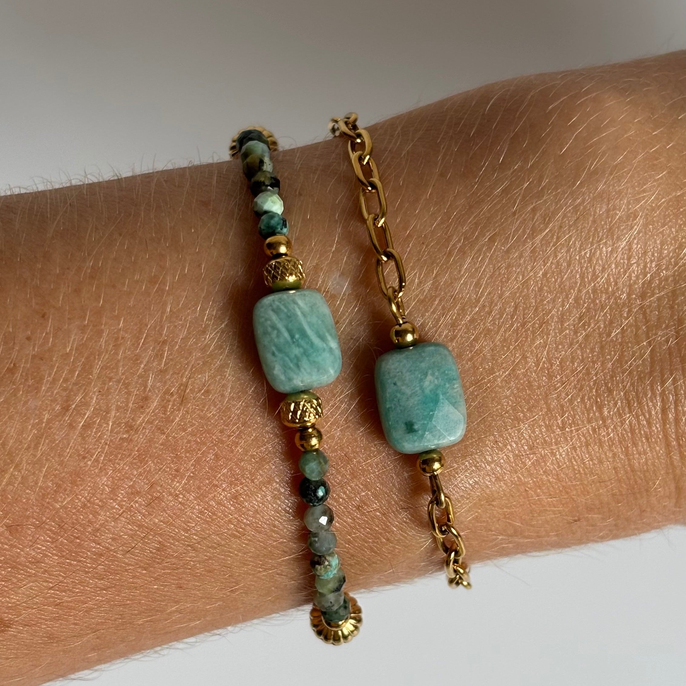 Bracelet Aura • Amazonite & Turquoise Africaine