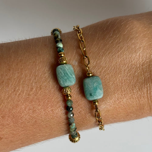 Bracelet Aura • Amazonite & Turquoise Africaine