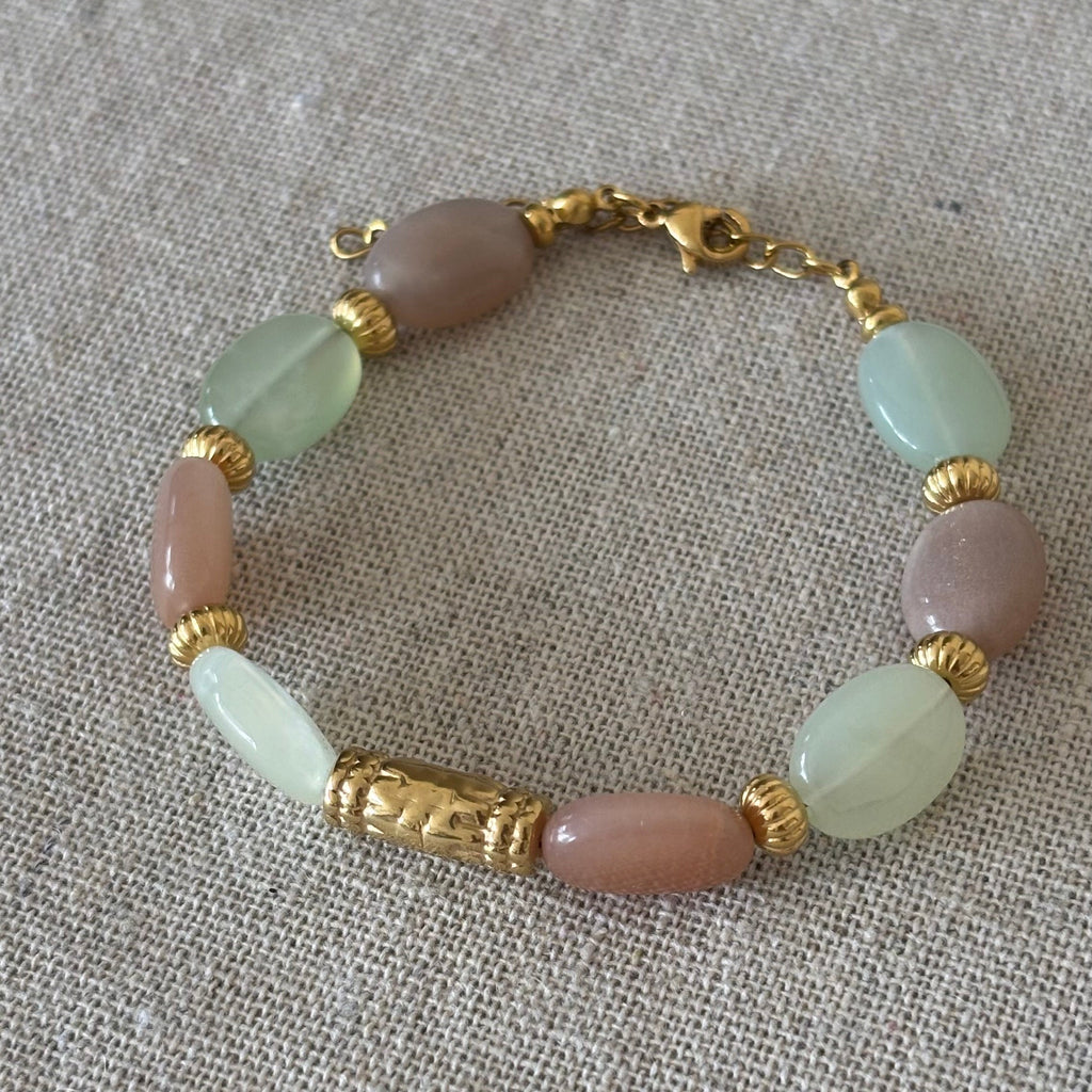 Bracelet Léna • Pierre de Soleil & New hill jaspe d'Afrique