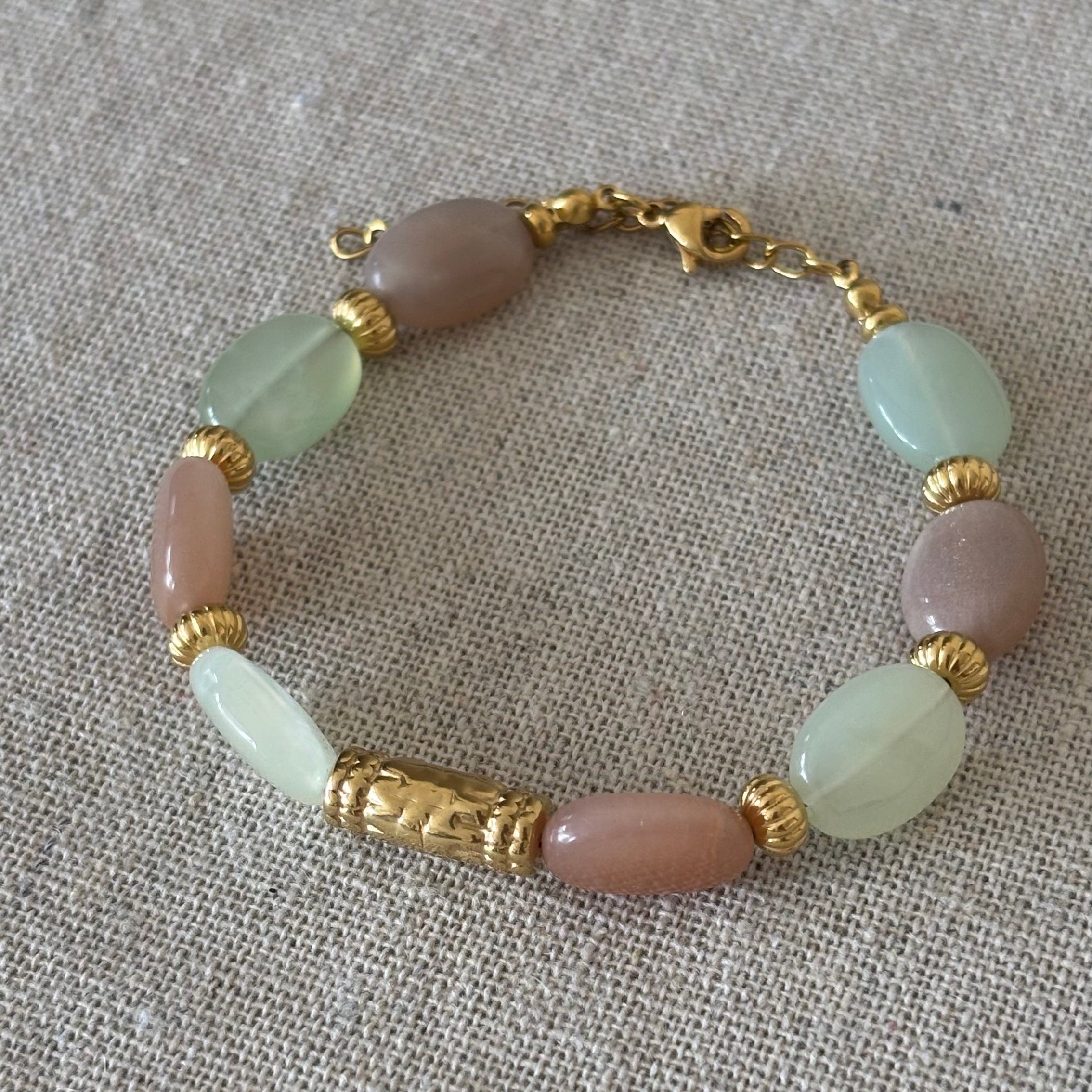 Bracelet Léna • Pierre de Soleil & New hill jaspe d'Afrique