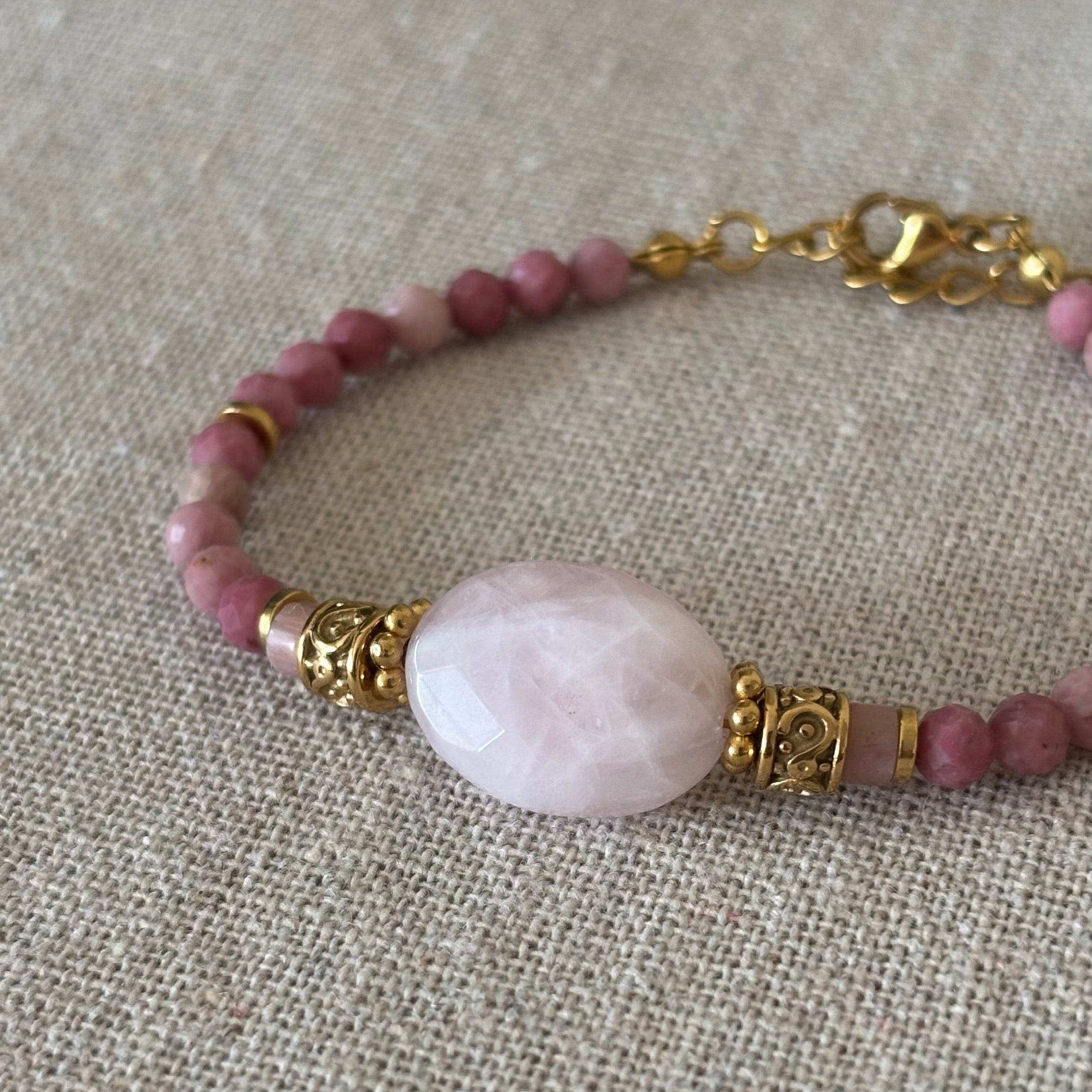 Bracelet Adèle • Quartz Rose & Rhodonite