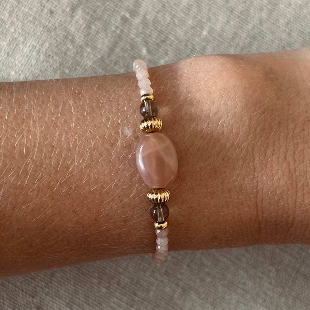 Bracelet Anaé • Pierre de Soleil & Quartz Fumé