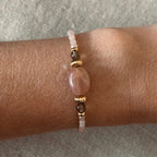 Bracelet Anaé • Pierre de Soleil & Quartz Fumé