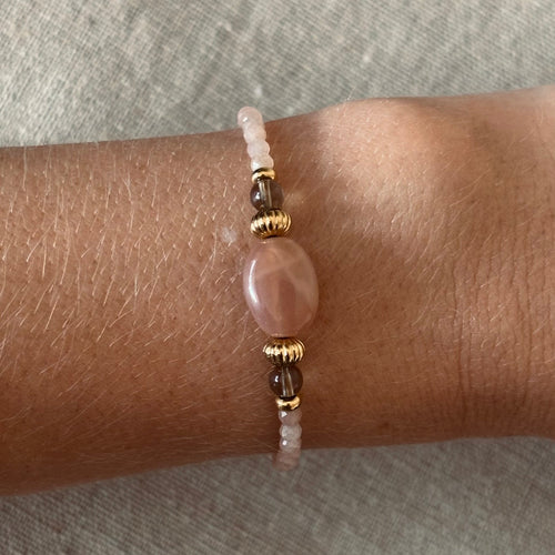 Bracelet Anaé • Pierre de Soleil & Quartz Fumé