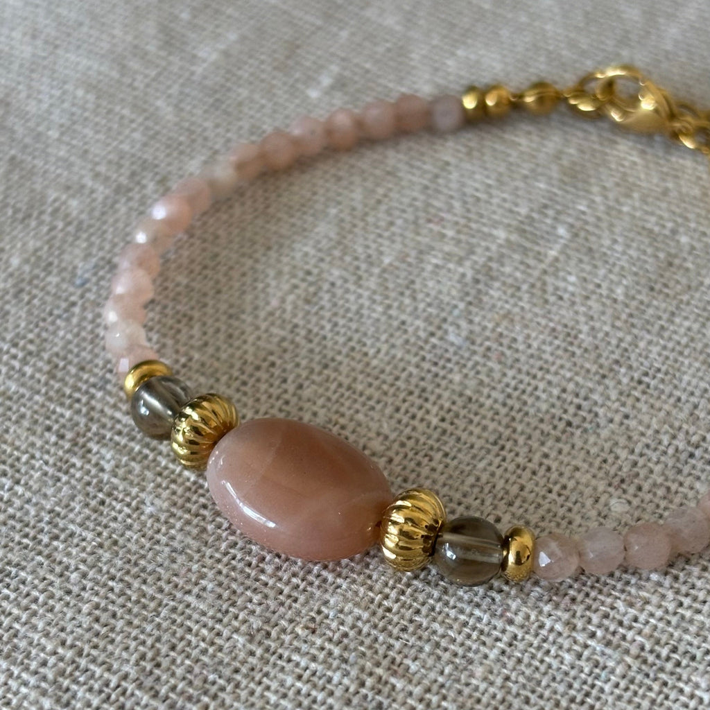 Bracelet Anaé • Pierre de Soleil & Quartz Fumé