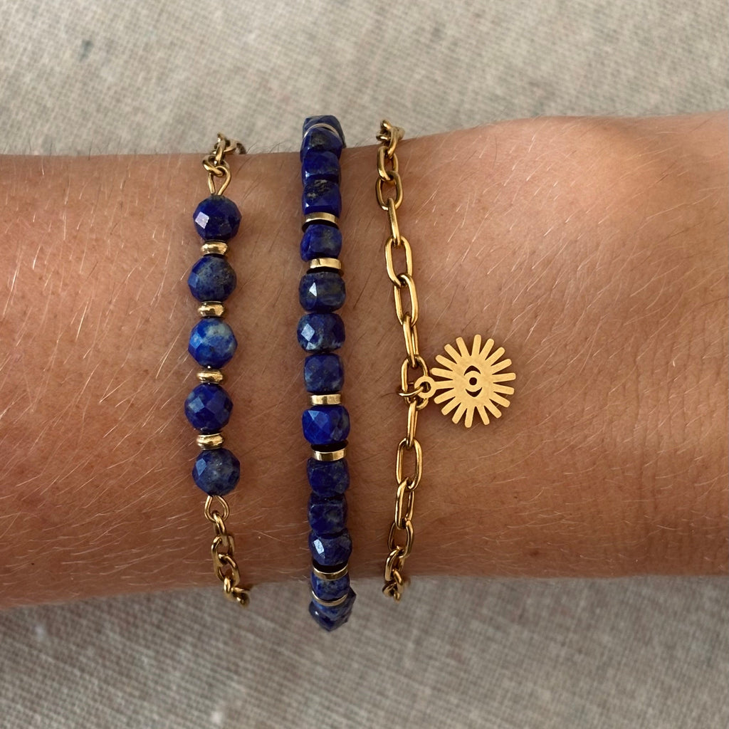 Bracelet Naya • Lapis Lazuli & Hématite dorée